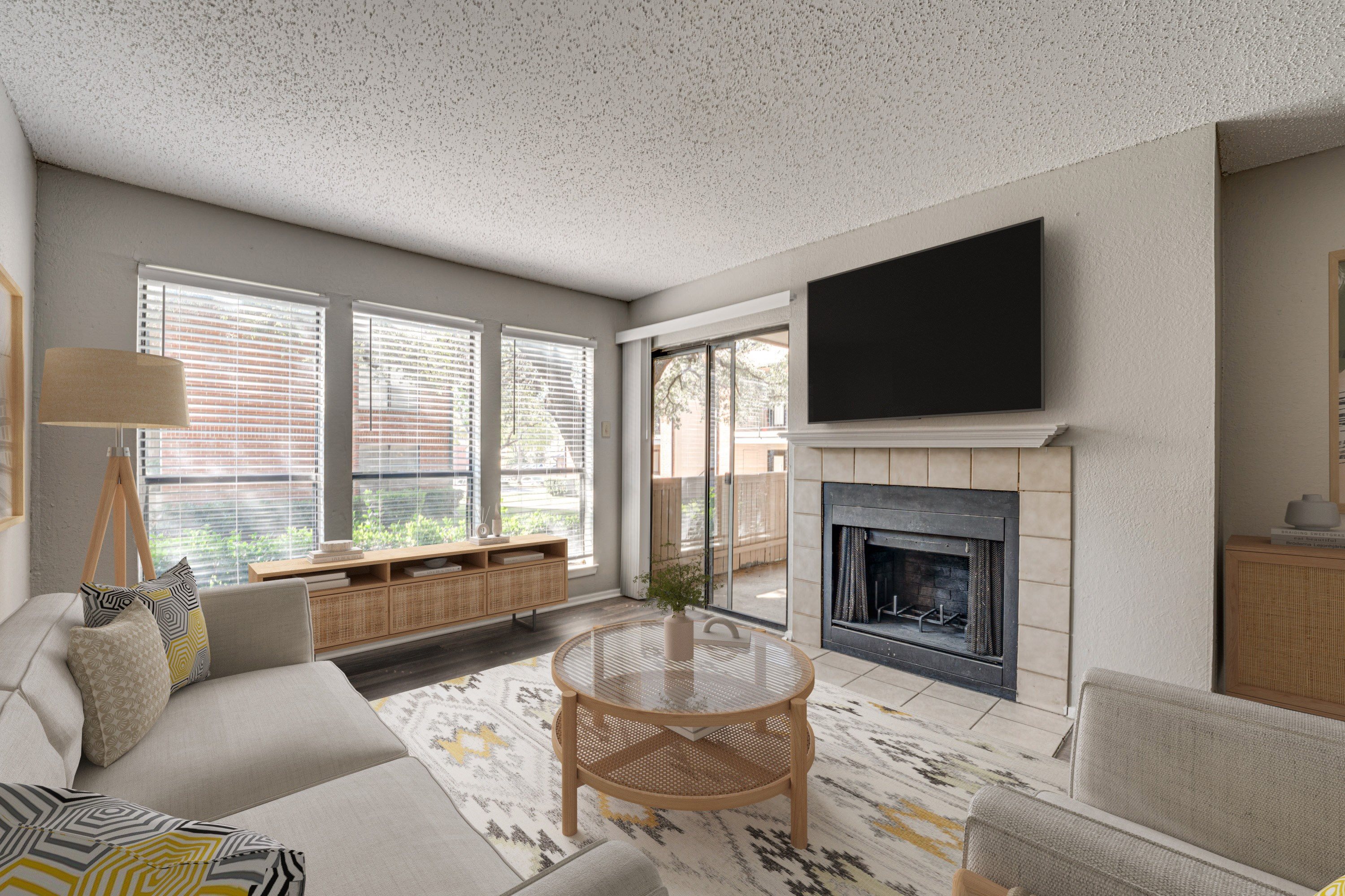 Airy Living Room at Bardin Oaks Apartments, Texas